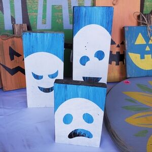 Wooden Halloween Ghost Block Set - DYI